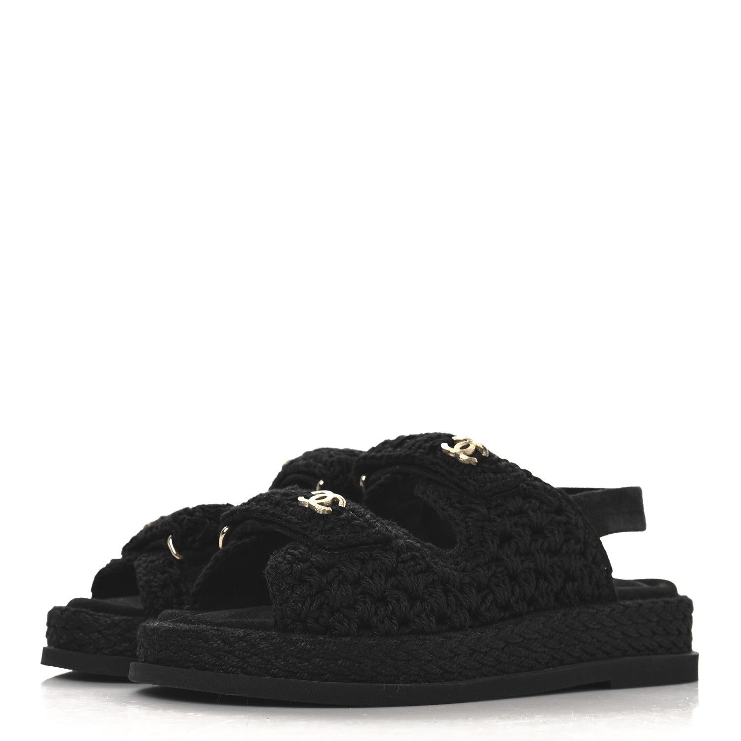 Chanel Crochet Velcro Dad Sandals 36 Black 4 of 9