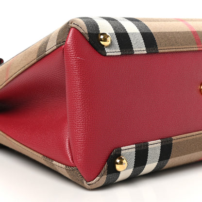 Burberry House Check Grainy Calfskin Medium Banner Tote Russet Red 9 of 10