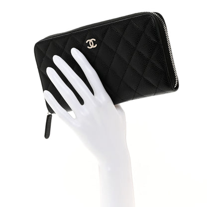 Chanel Caviar Quilted Large Gusset Zip Around Wallet Black 2 of 9