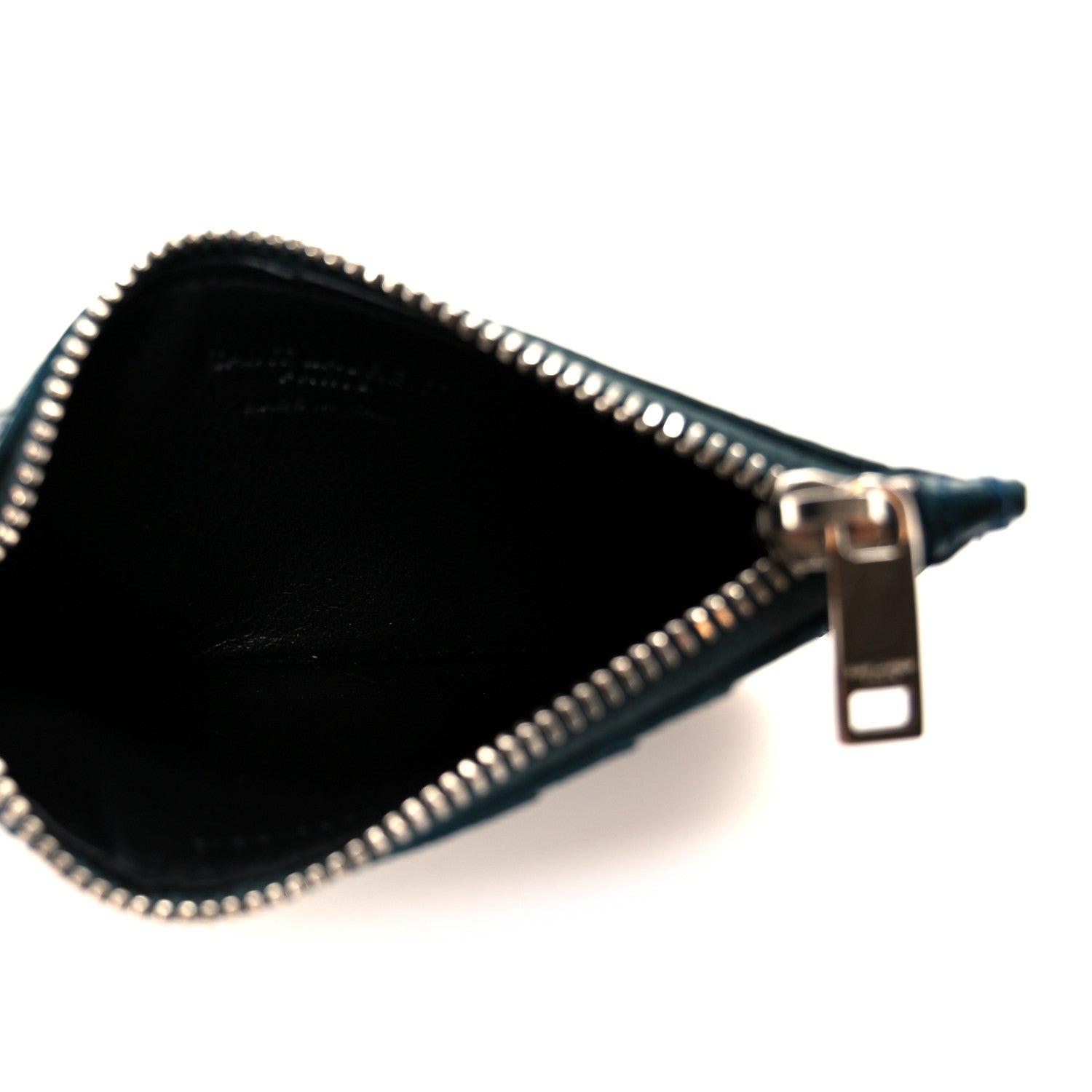 Saint Laurent Calfskin Crocodile Embossed 5 Fragments Zip Pouch Card Holder Dark Turquoise 5 of 9