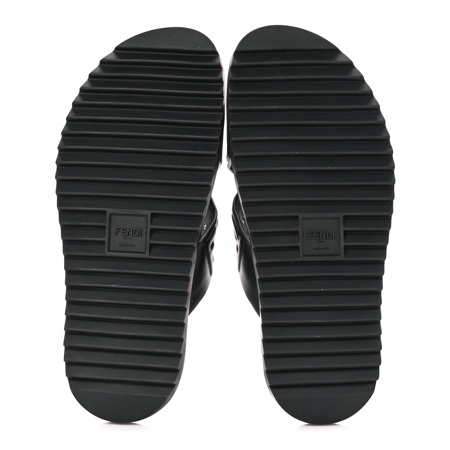 Nappa FF Embossed Mens Criss Cross Slide Sandals 10 Black
