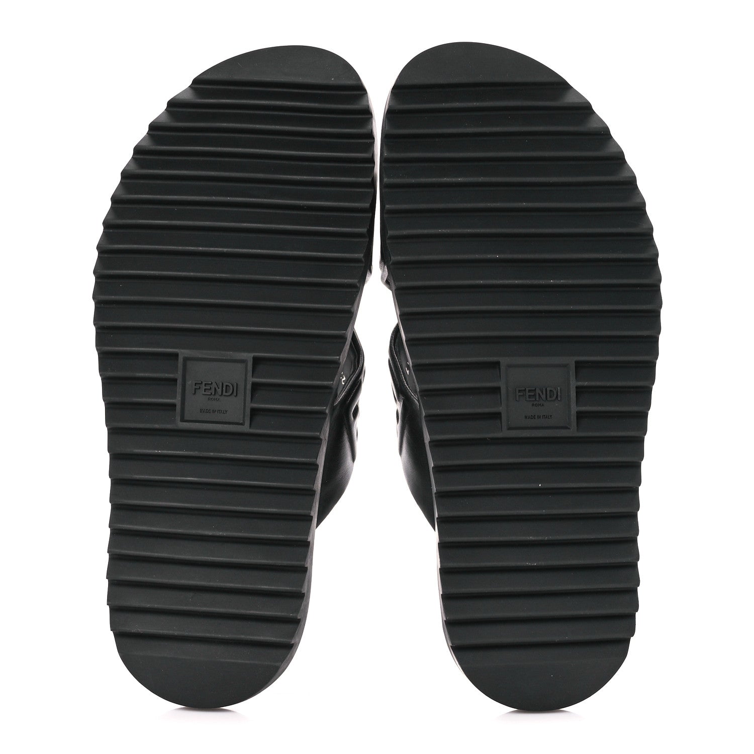 Fendi Nappa FF Embossed Mens Criss Cross Slide Sandals 10 Black 5 of 8
