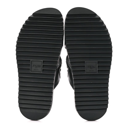 Fendi Nappa FF Embossed Mens Criss Cross Slide Sandals 10 Black 5 of 8