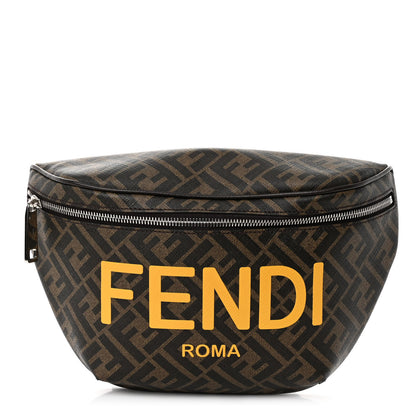 Fendi Shiny Glazed Fabric Vitello Cover FF 1974 Logo Belt Bag Tobacco Moro Giallo Ebano 1 of 10