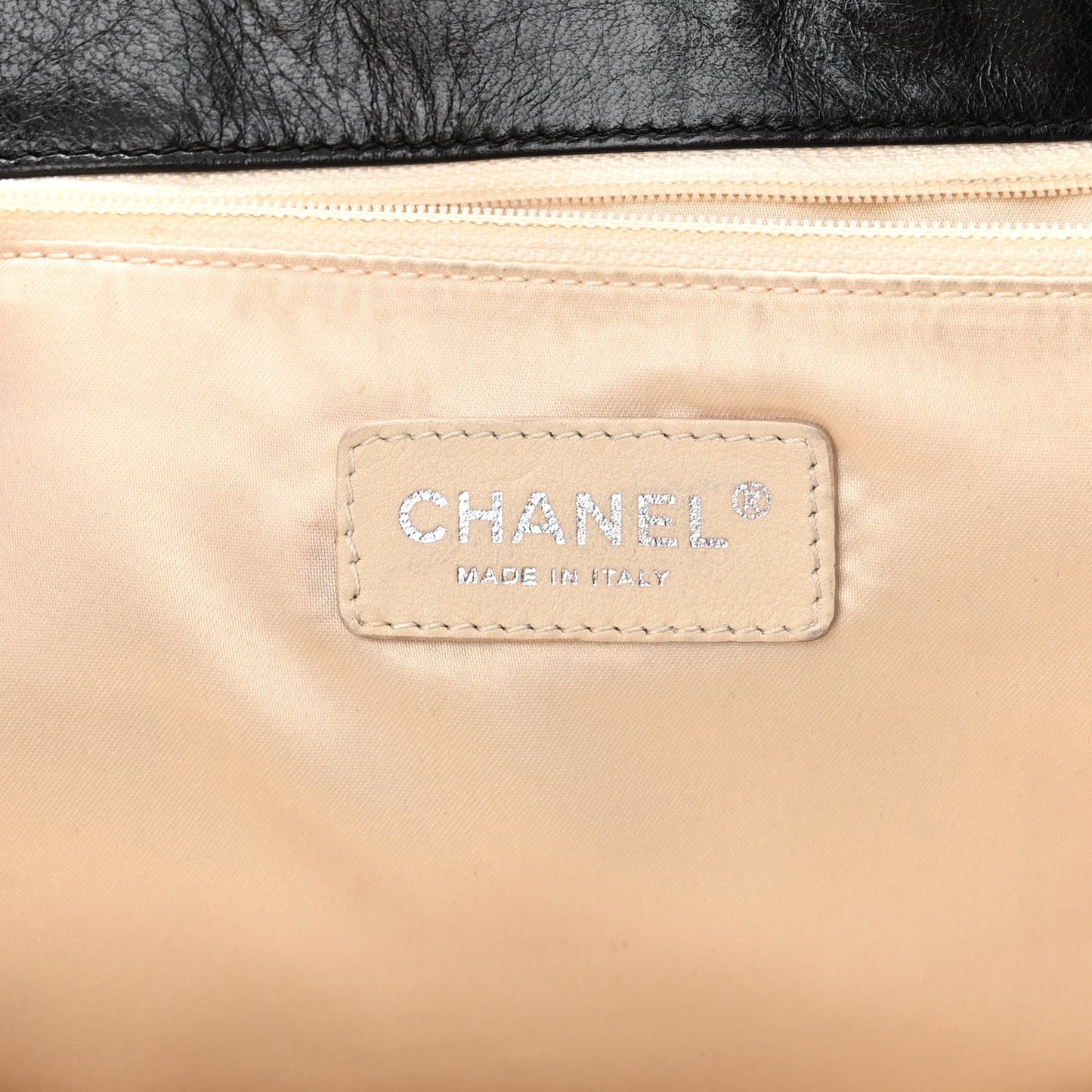 Glazed Lambskin Quilted Large North South Tote Black