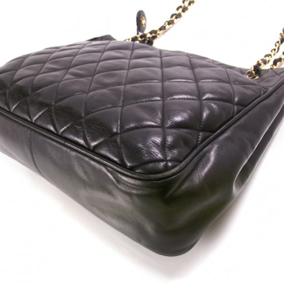 Chanel Leather Quilted Shoulder Tote Black 5 of 10