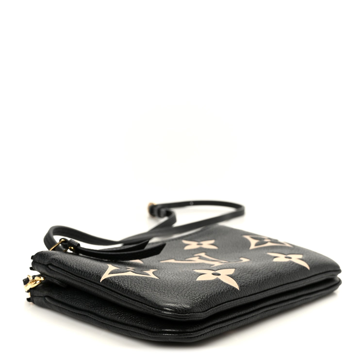Louis Vuitton Empreinte Monogram Giant Double Zip Pochette Black Cream 4 of 11