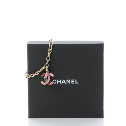 Chanel Baguette Crystal CC Bracelet Gold Fuchsia Purple 8 of 8