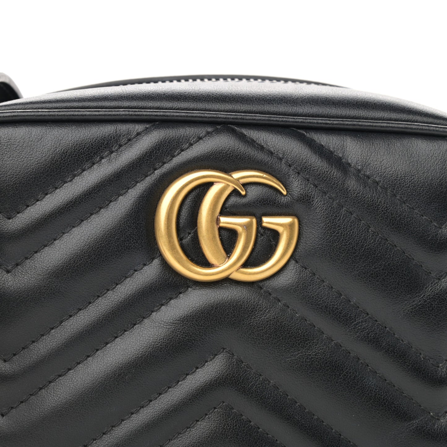 Calfskin Matelasse Mini GG Marmont Chain Shoulder Bag Black