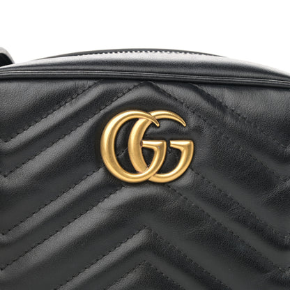 Gucci Calfskin Matelasse Mini GG Marmont Chain Shoulder Bag Black 8 of 13