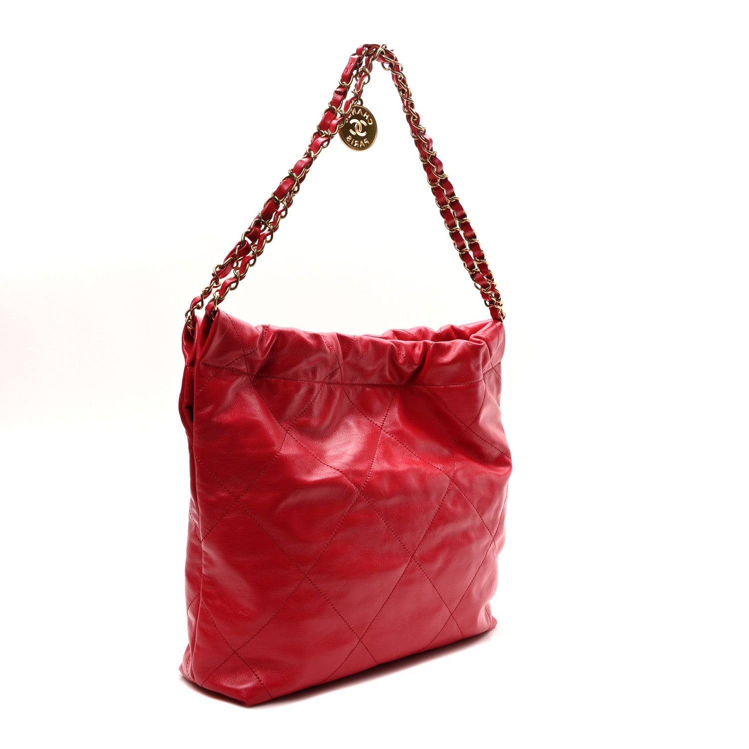Chanel Shiny Calfskin Quilted Small Chanel 22 Red 4 of 10