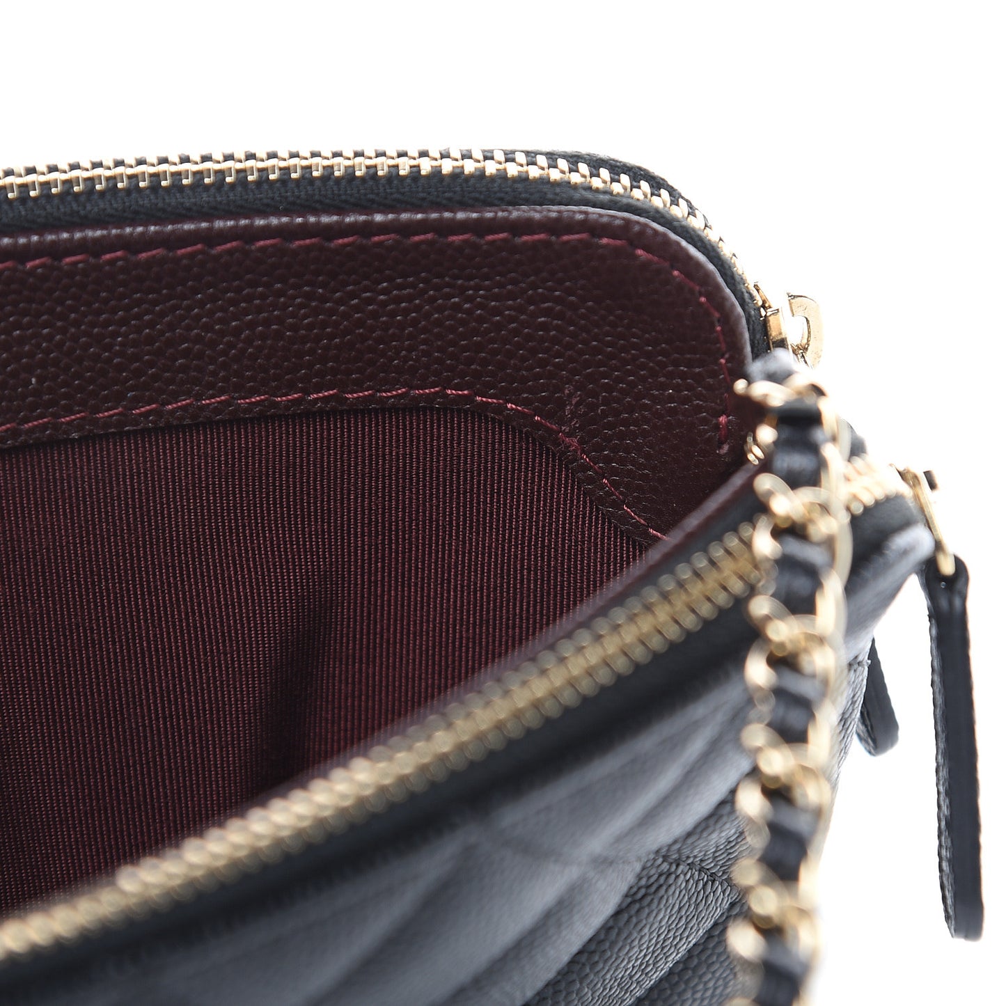 Caviar Quilted Small Clutch With Chain Black