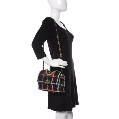 Chanel Tweed Quilted Medium Chanel 19 Flap Black Multicolor 2 of 11