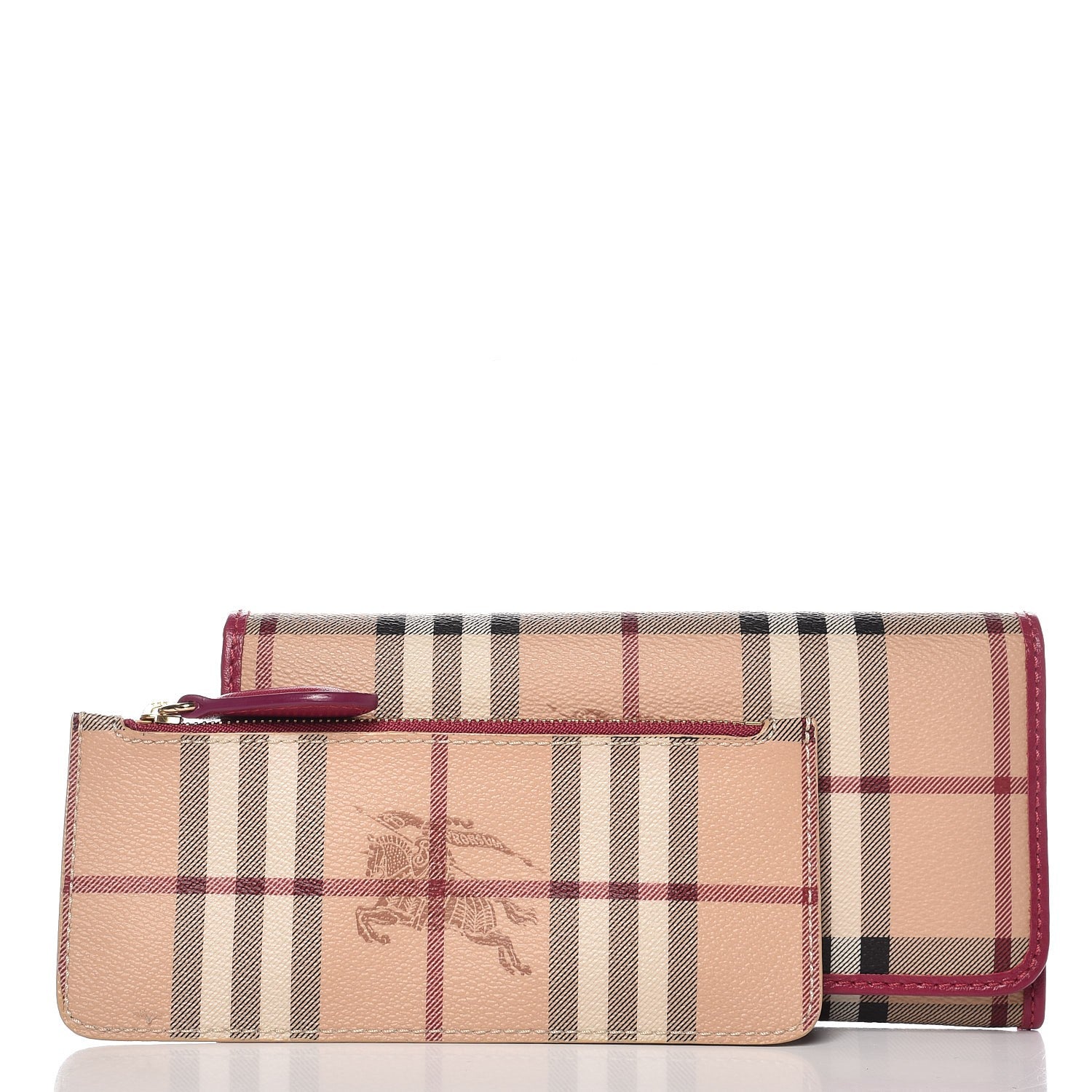 Burberry Haymarket Check Continental Wallet Bright Rhubarb Pink 9 of 10