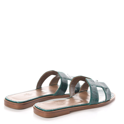 Hermes Shiny Alligator Oran Sandals 36 Emeraude 5 of 11