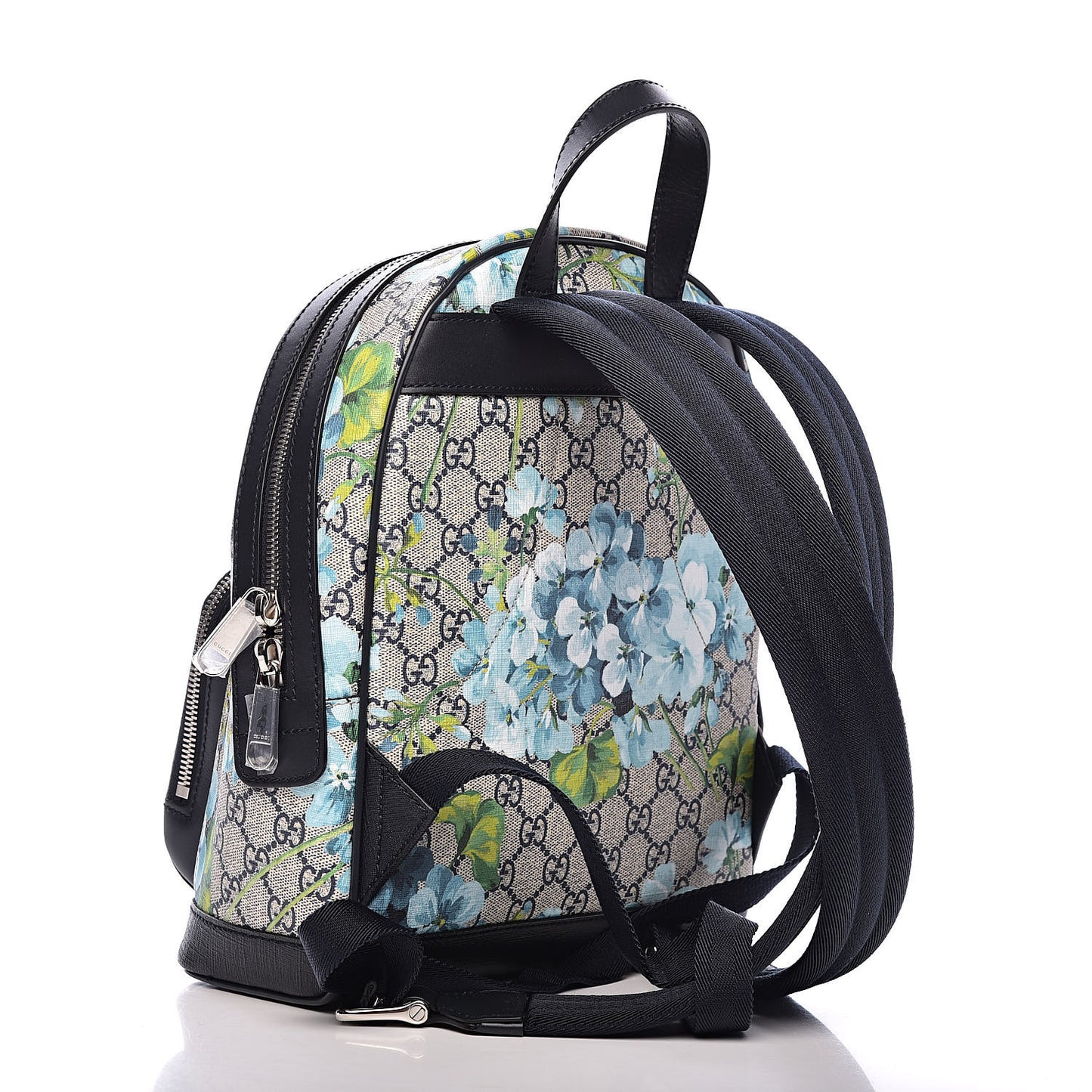 GG Supreme Monogram Blooms Small Day Backpack Blue