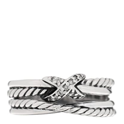 David Yurman Sterling Silver Diamond X Crossover Ring 52 6 1 of 4