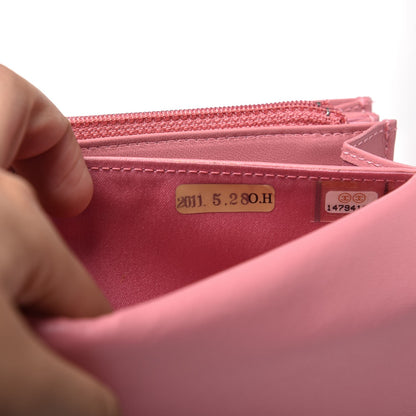 Chanel Lambskin Embossed Camellia Large Gusset Flap Wallet Pink 7 of 20