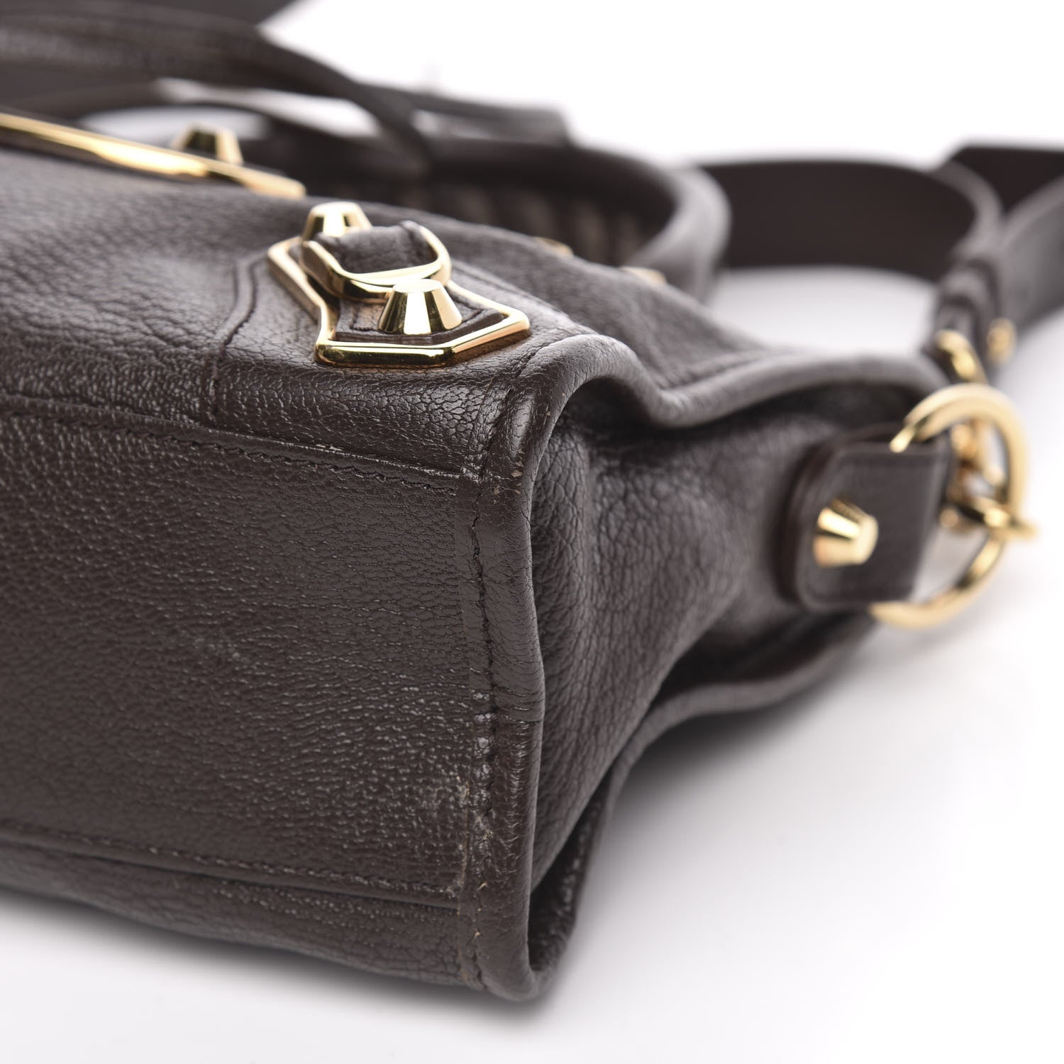 Balenciaga Chevre Gold Metallic Edge Hardware Mini City Marron Cacao 9 of 10