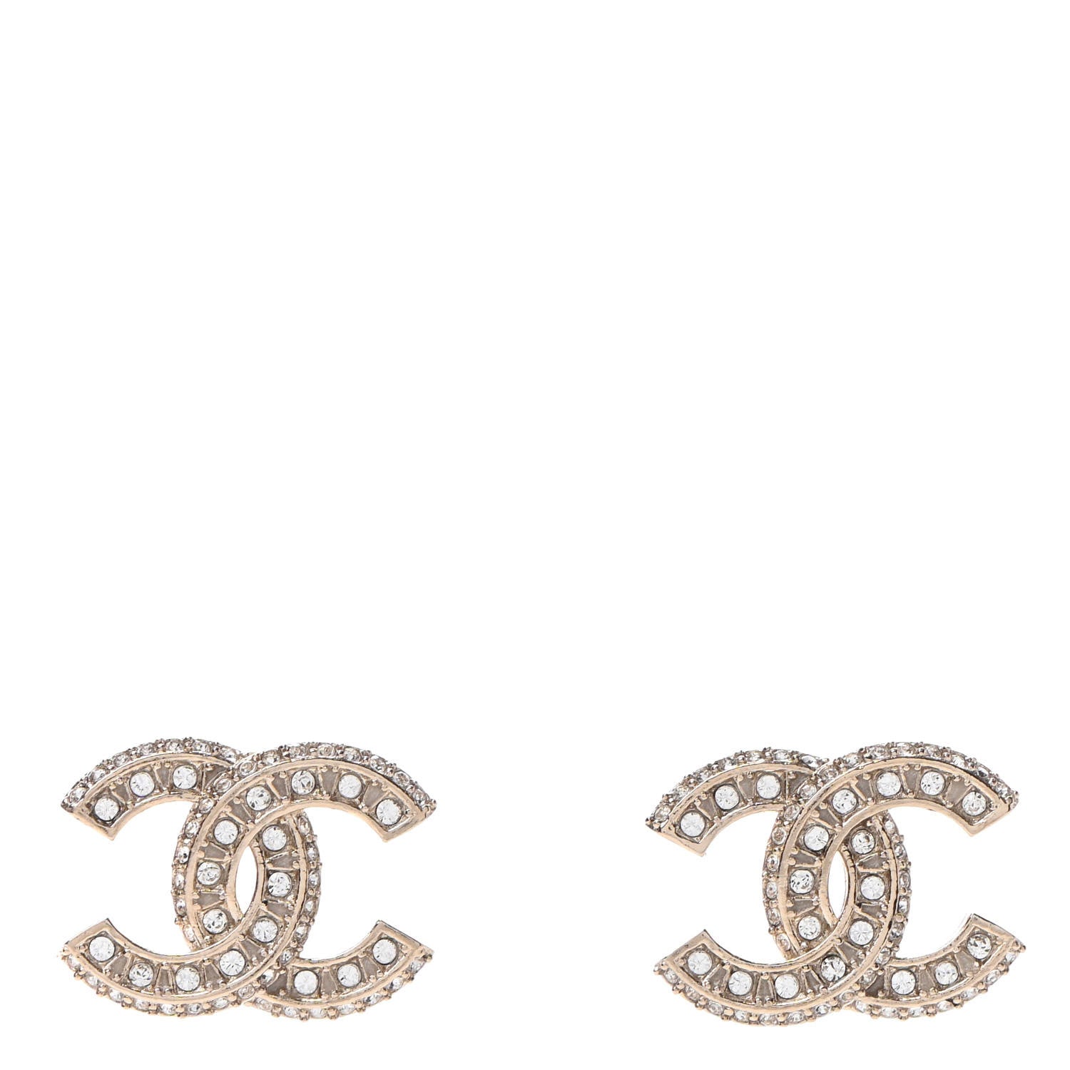 Chanel Crystal Timeless CC Earrings Light Gold 1 of 4
