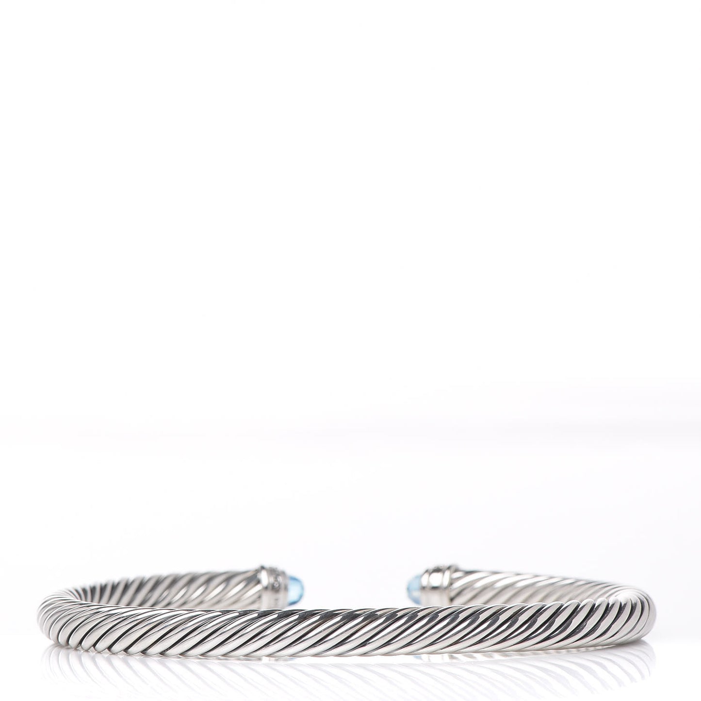 Sterling Silver Diamond Blue Topaz 5mm Cable Classics Bracelet