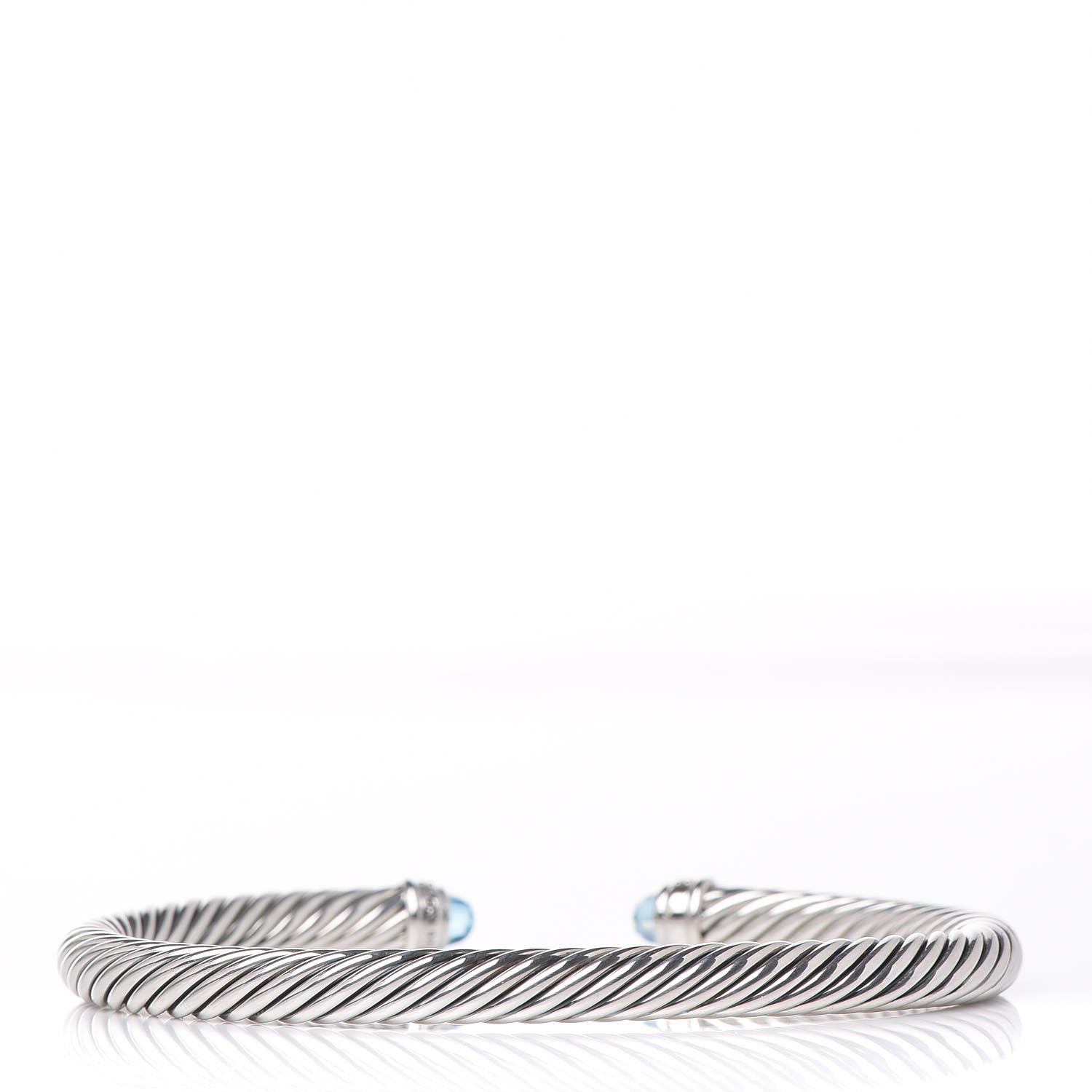 David Yurman Sterling Silver Diamond Blue Topaz 5mm Cable Classics Bracelet 3 of 5