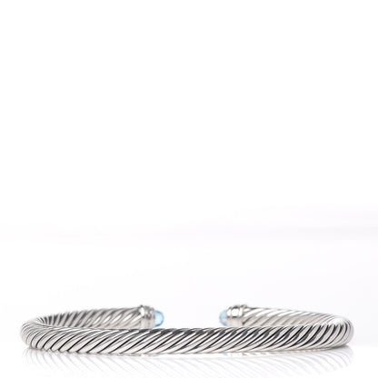 David Yurman Sterling Silver Diamond Blue Topaz 5mm Cable Classics Bracelet 3 of 5