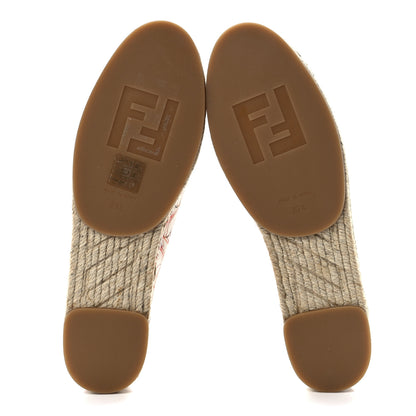 Fendi Canvas Bird Print Espadrilles 39.5 Crema Coral Dahlia 5 of 8