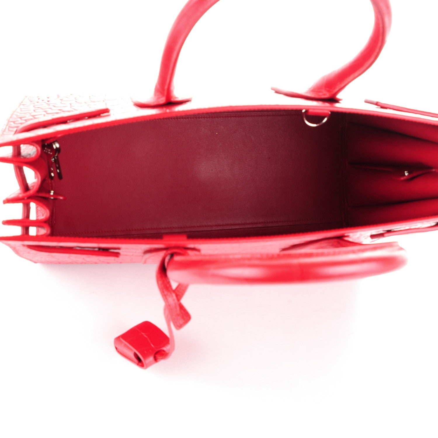 Saint Laurent Calfskin Crocodile Embossed Small Sac De Jour Rouge 5 of 11