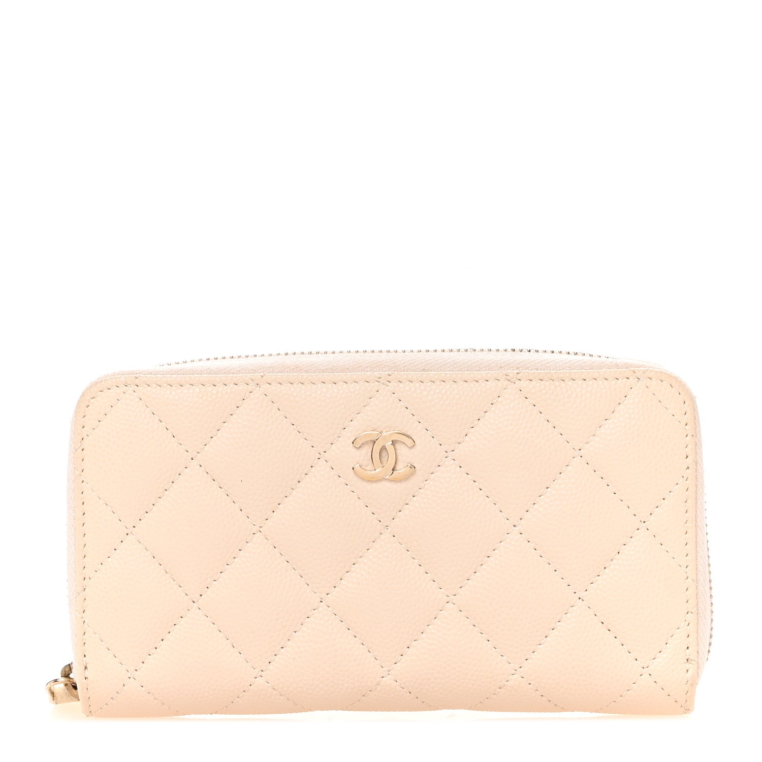 Chanel Caviar Quilted Medium Zip Around Wallet White White 1 of 8