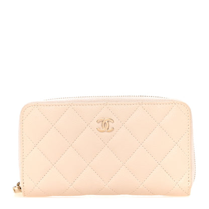 Chanel Caviar Quilted Medium Zip Around Wallet White White 1 of 8