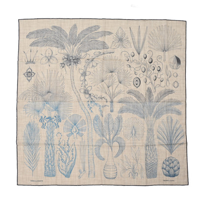Hermes Cashmere Index Palmarum Light Scarf 90 Beige Chine Anthracite Bleu 1 of 4