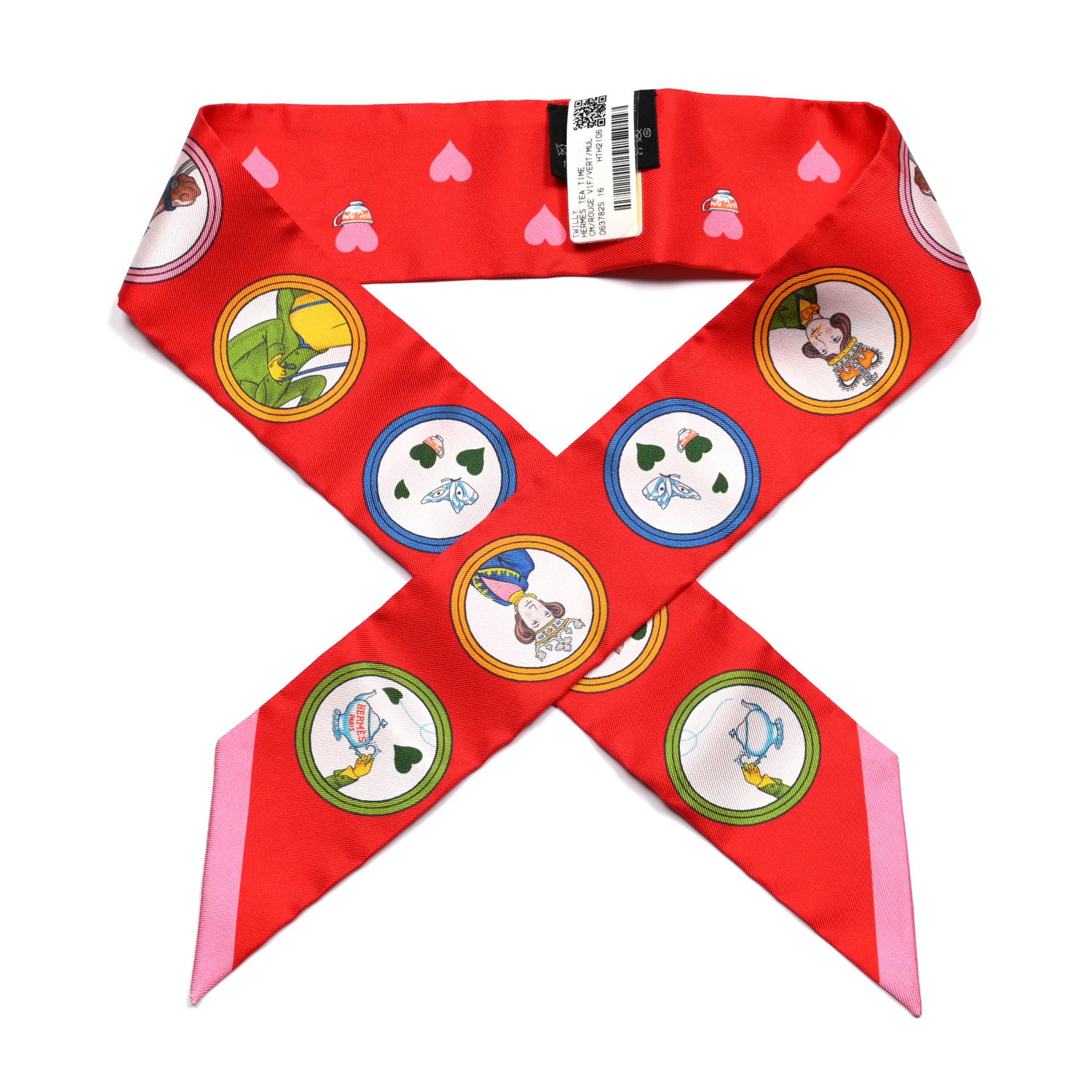 Hermes Silk Tea Time Twilly Rouge Vif Vert Multicolor 1 of 4