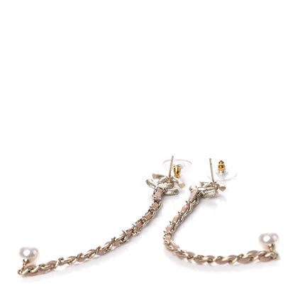 Chanel Lambskin Chain Crystal Pearl CC Drop Earrings Pink 3 of 5