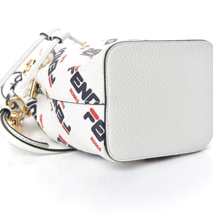 Fendi X FILA Vitello F is Fendi Mania Mini Mon Tresor Bucket Bag White 5 of 11