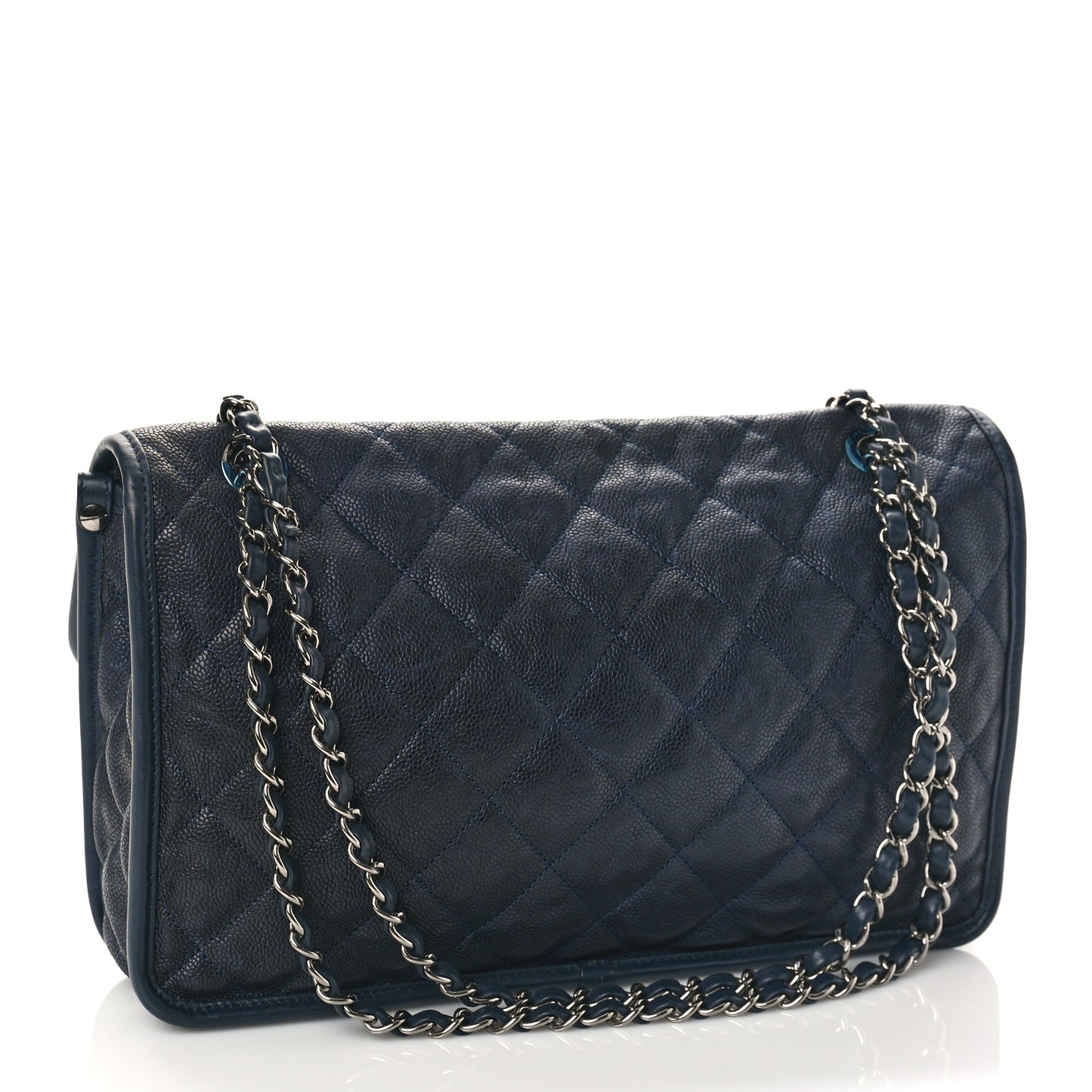 Caviar Quilted Medium French Riviera Flap Dark Navy Blue