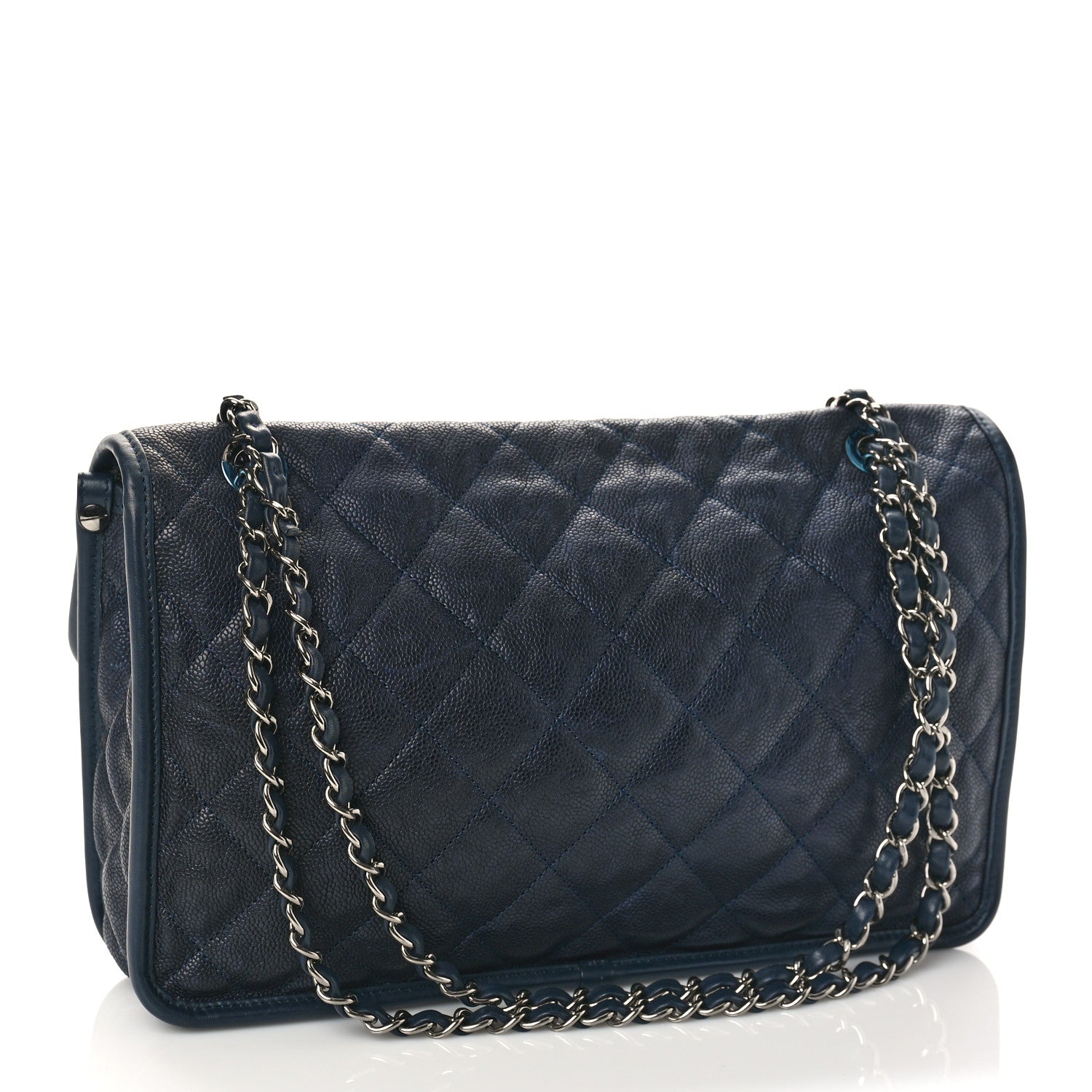 Chanel Caviar Quilted Medium French Riviera Flap Dark Navy Blue 3 of 10