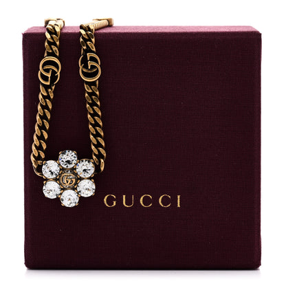 Gucci Metal Crystal Double G Necklace Aged Gold 6 of 6