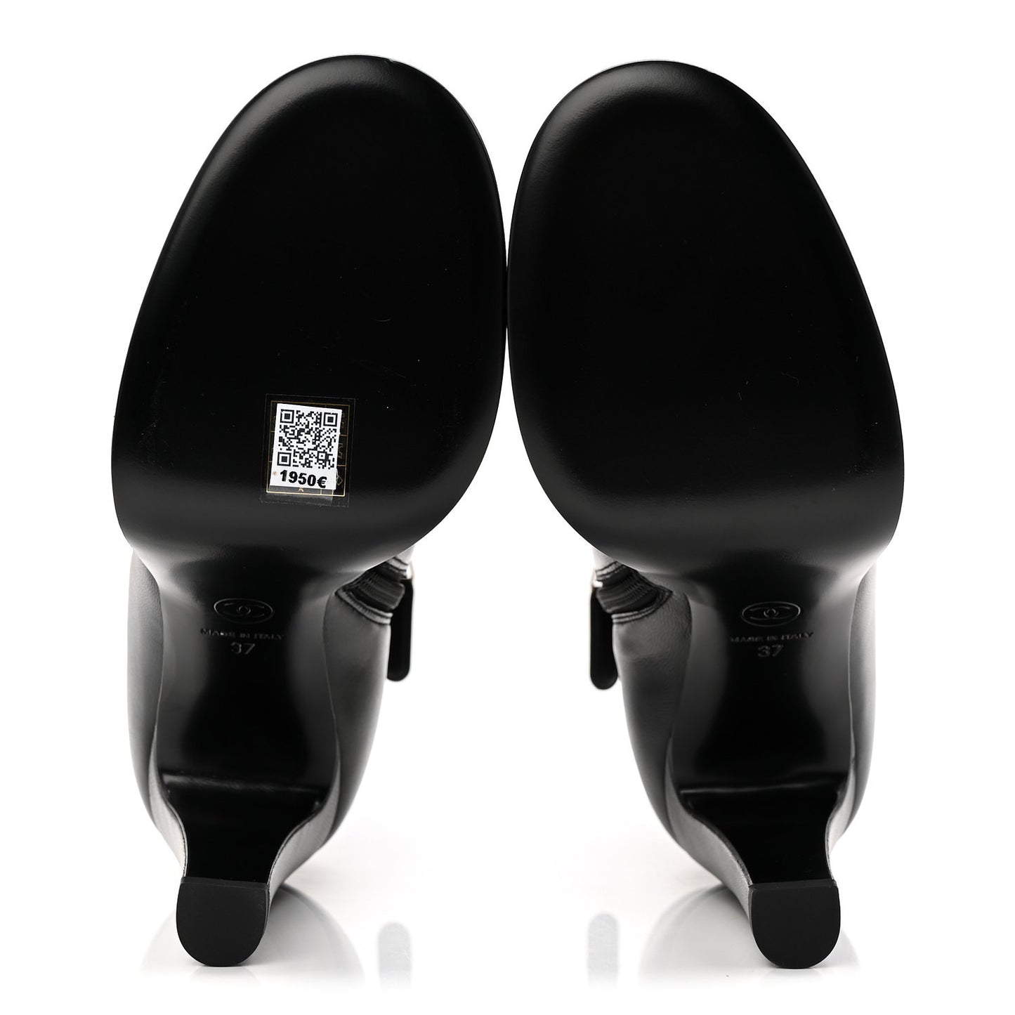 Lambskin Patent CC Crystal Bow Cap Toe Short Boots 37 Black