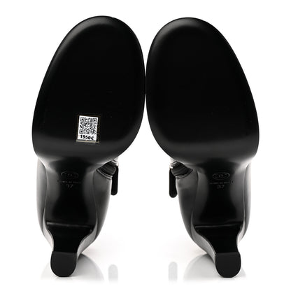 Chanel Lambskin Patent CC Crystal Bow Cap Toe Short Boots 37 Black 6 of 10
