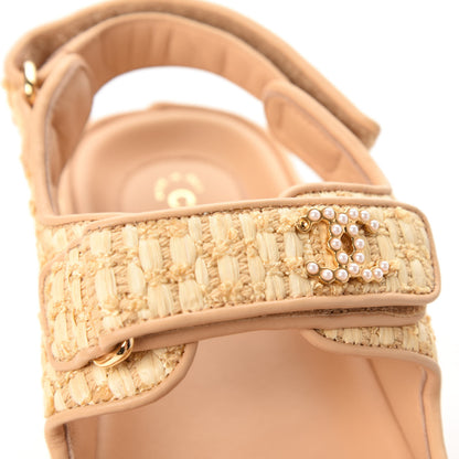 Chanel Braided Fabric Velcro Dad Sandals 36 Beige 10 of 11