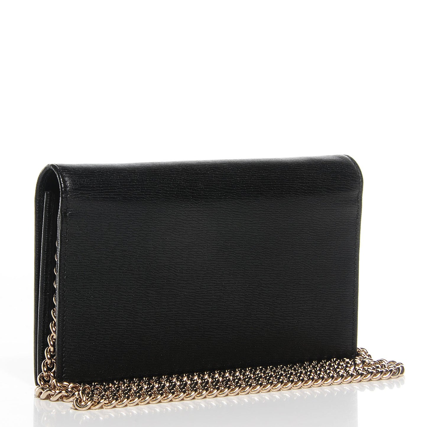 Textured Calfskin Medium Betty Chain Wallet Black