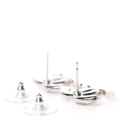 Chanel Pearl Crystal CC Snow Palace Earrings Silver 4 of 5