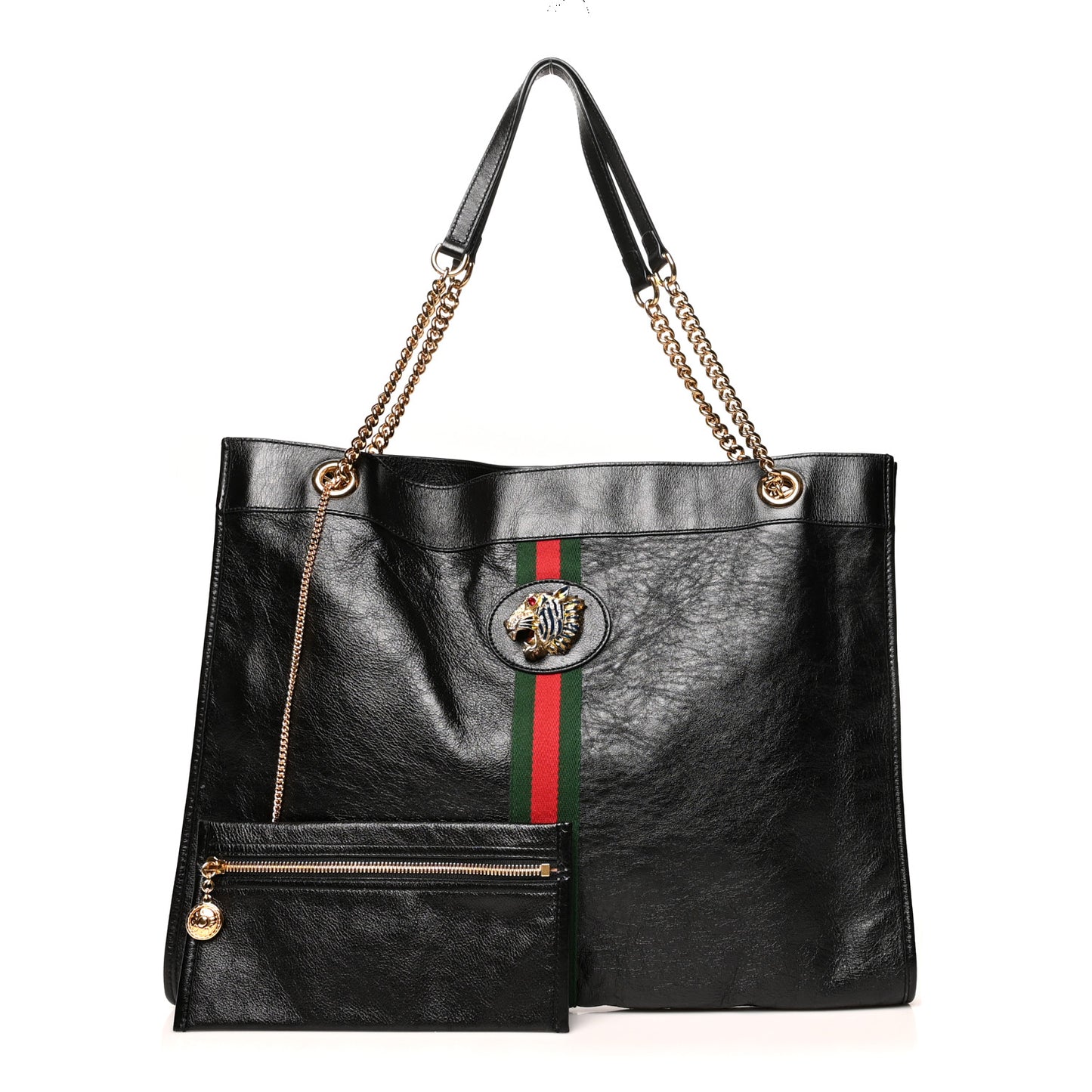 Calfskin Large Rajah Chain Tote Black
