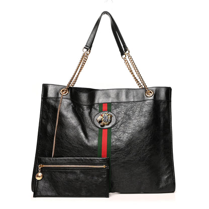 Gucci Calfskin Large Rajah Chain Tote Black 1 of 13