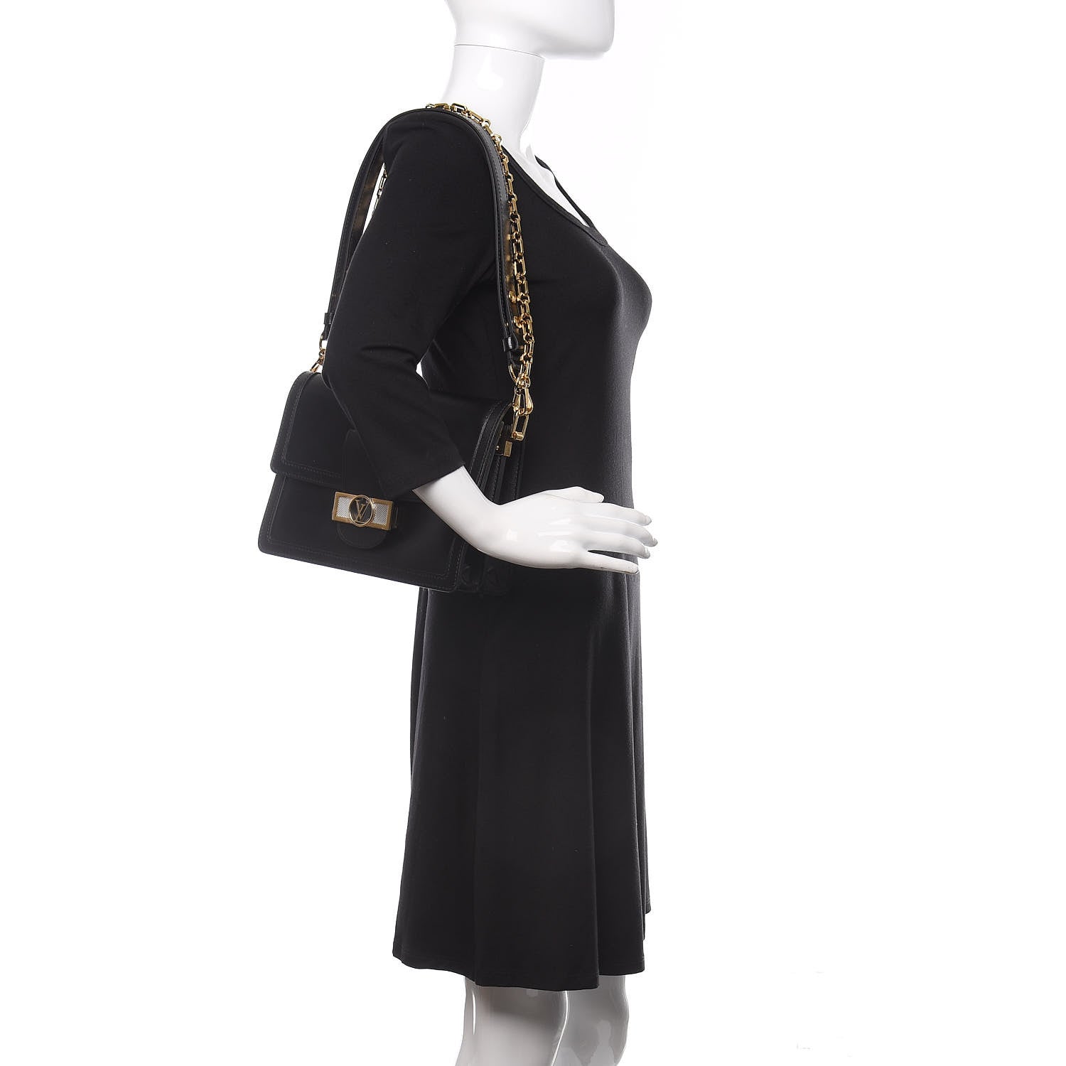 Louis Vuitton Smooth Calfskin Dauphine MM Black 2 of 11