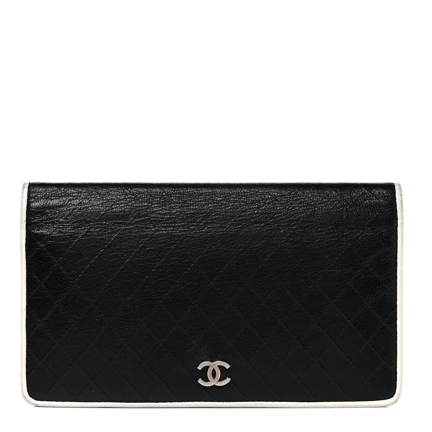 Calfskin Diamond Stitched Yen Wallet Dark Navy Blue