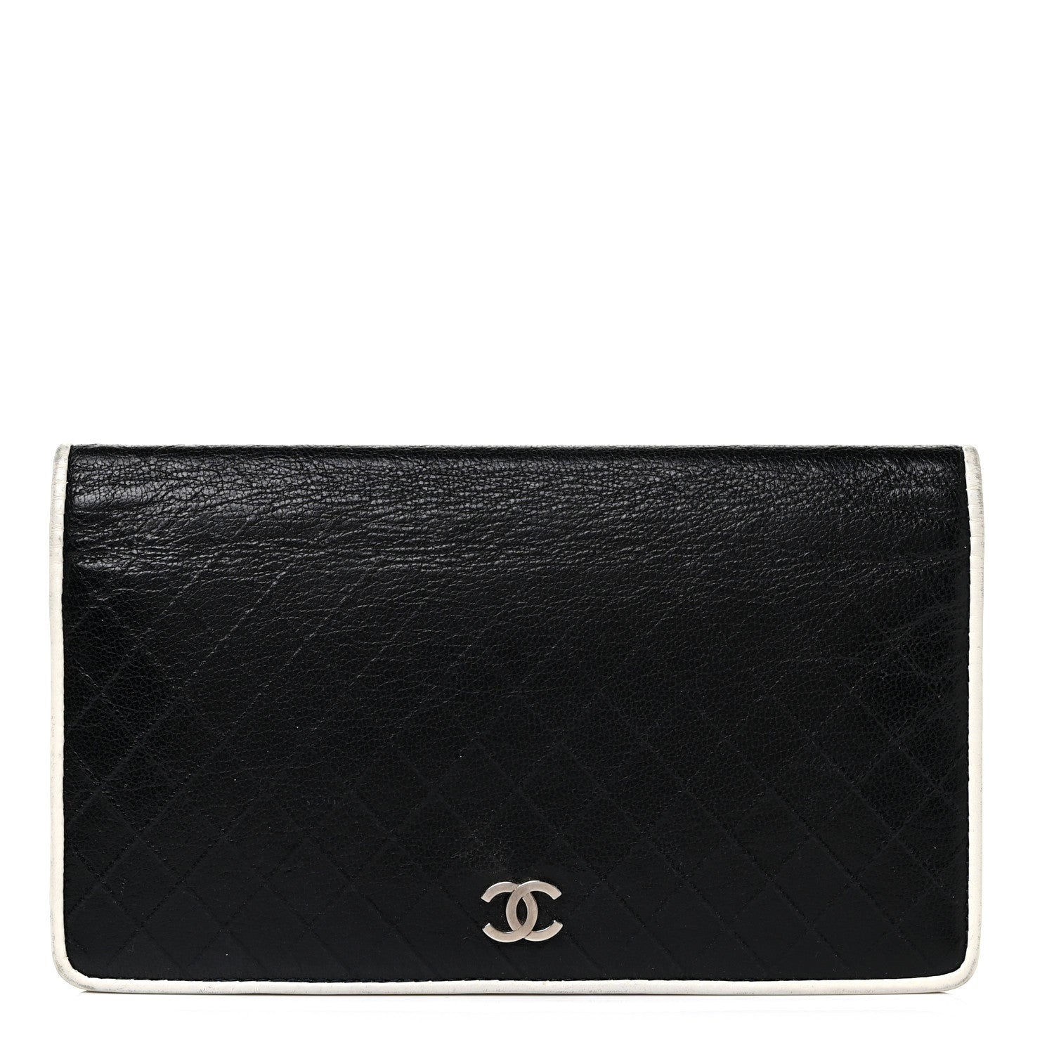 Chanel Calfskin Diamond Stitched Yen Wallet Dark Navy Blue 1 of 9