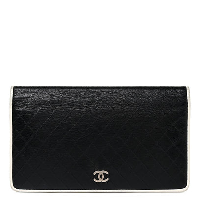 Chanel Calfskin Diamond Stitched Yen Wallet Dark Navy Blue 1 of 9