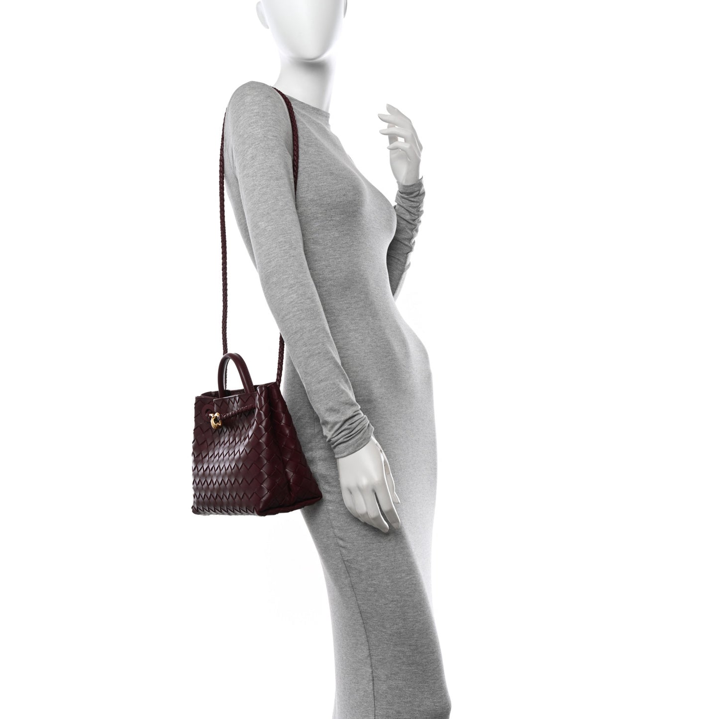 Nappa Intrecciato Small Andiamo Shoulder Bag Barolo